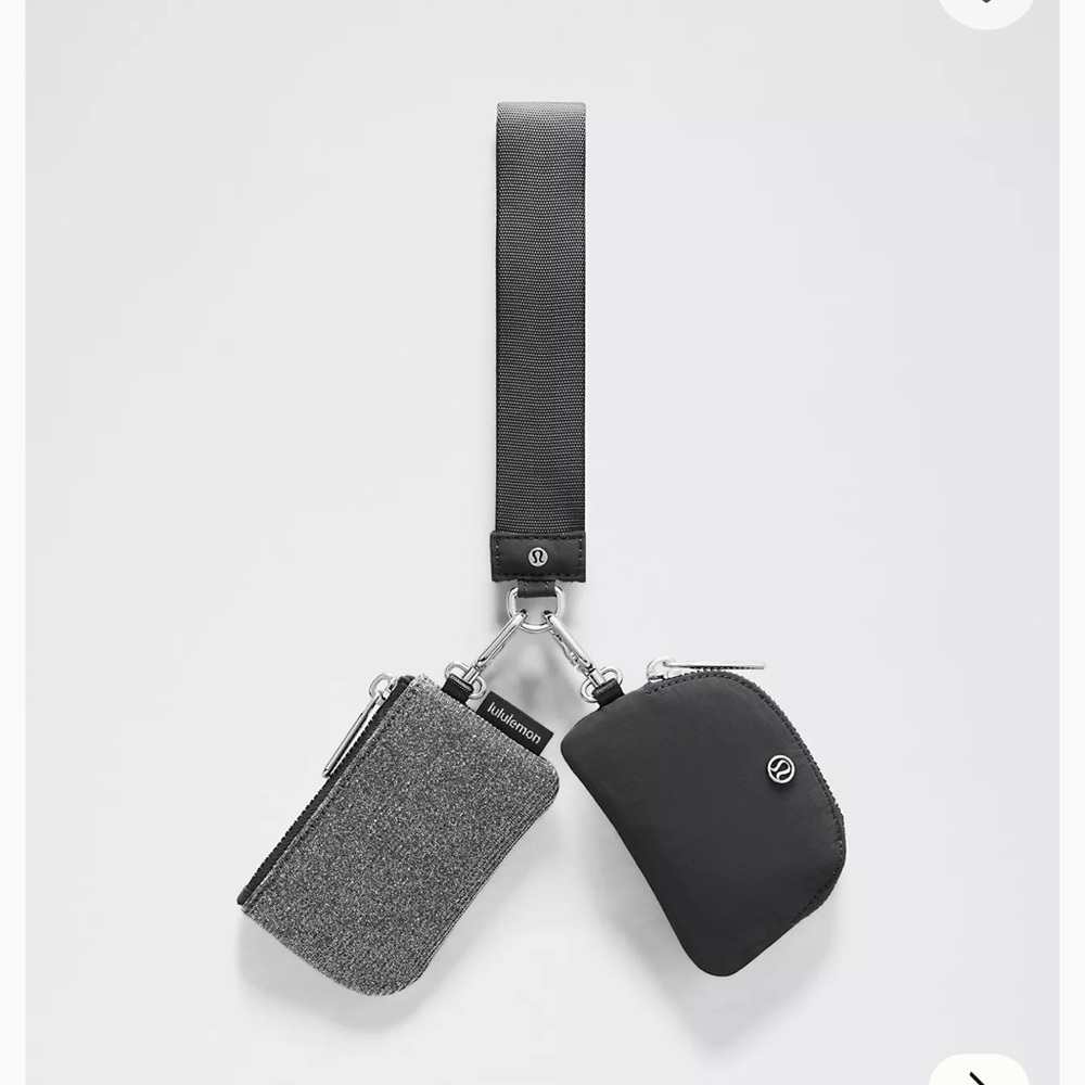 Lululemelon Silver Glitter Dual Pouch Keychain